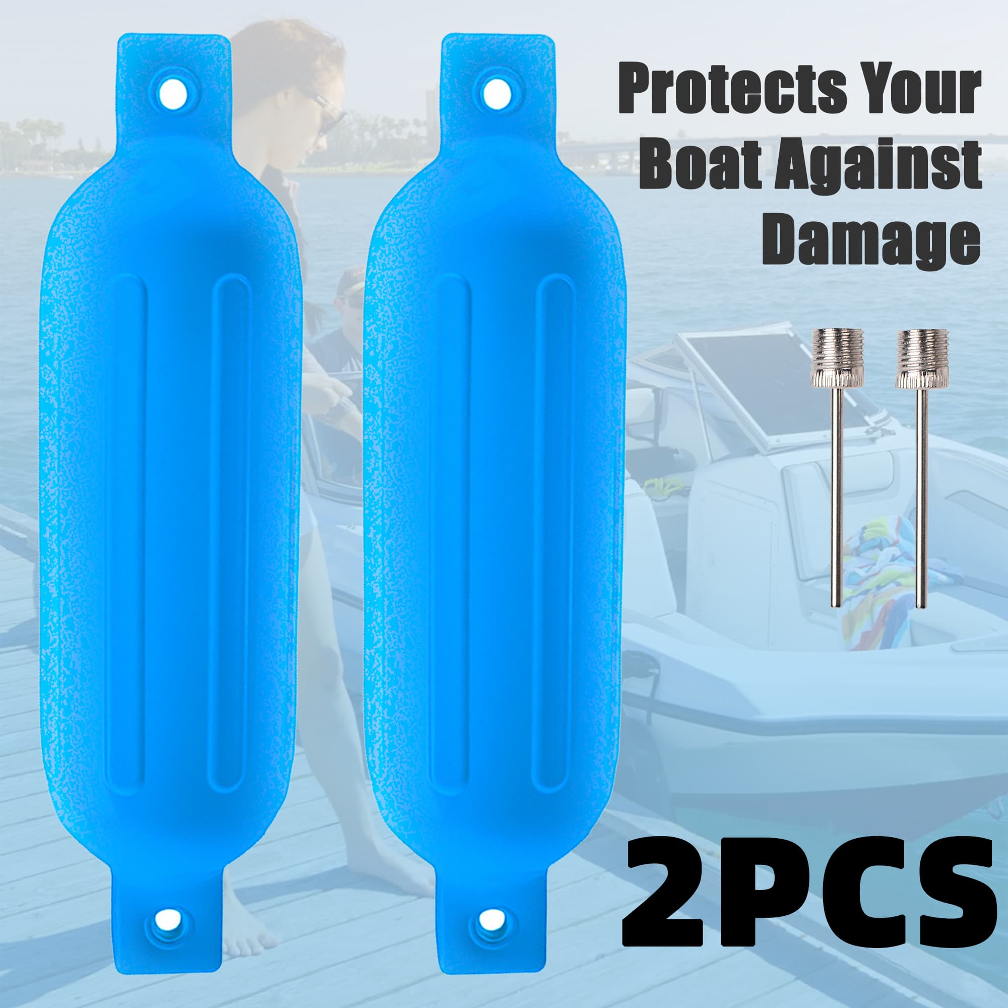 2 pcs blue boat fenders