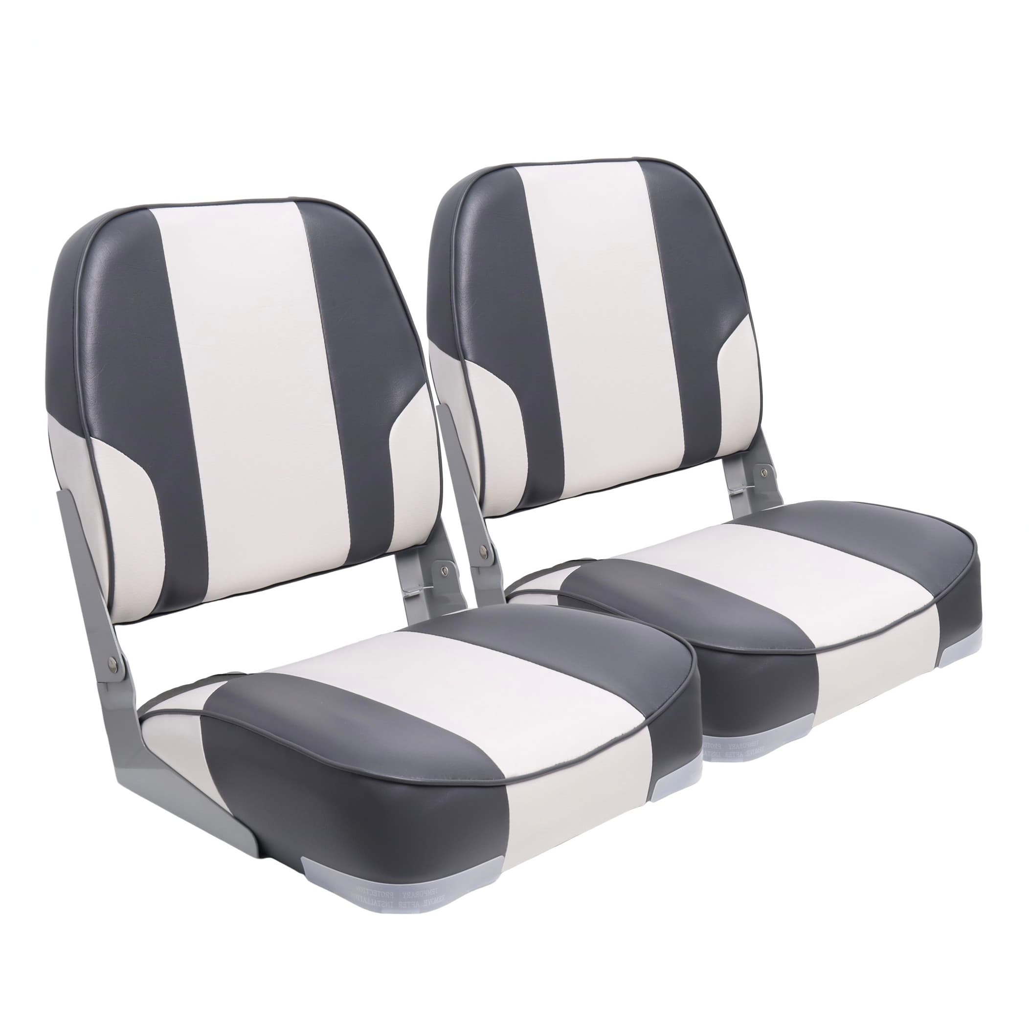 2 pack Gray Marine Passenger Seat Low Back Fishing Bost Seat Single Folding Seat