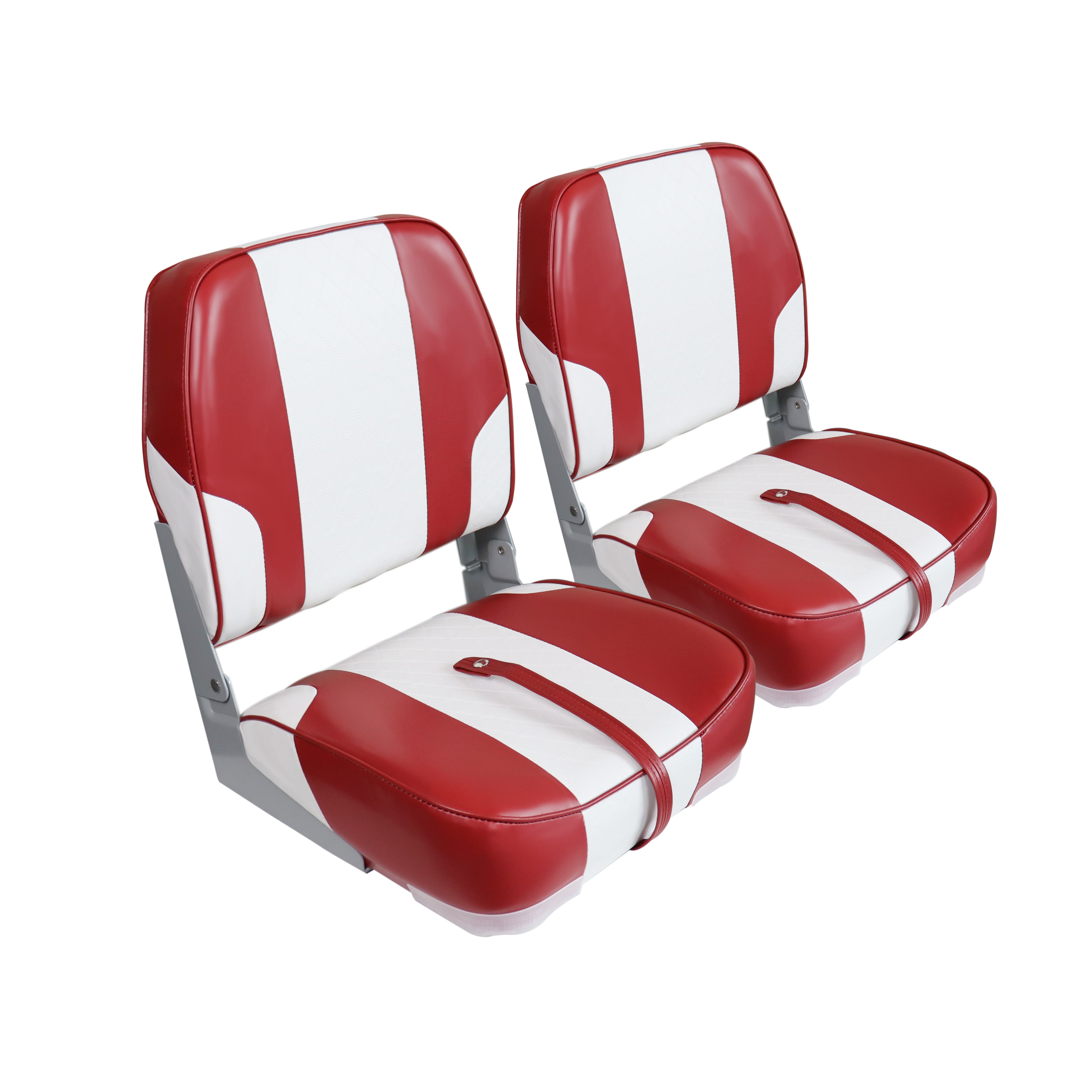 2 pack Red Marine Passenger Seat Low Back Fishing Bost Seat Single Folding Seat