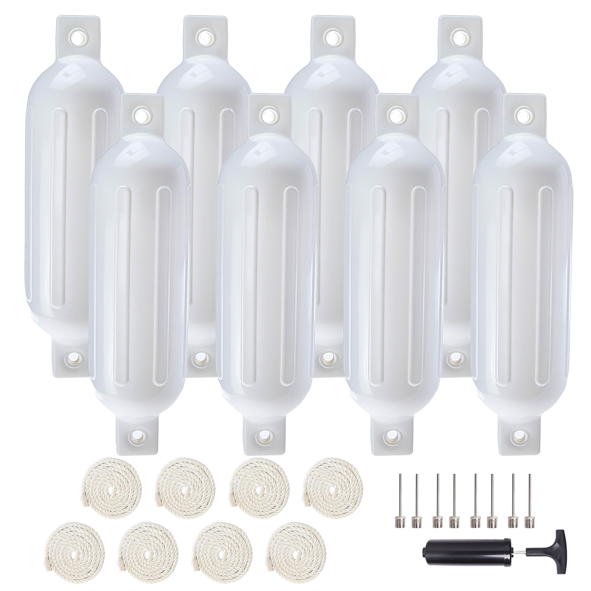 8 pack white boat fenders 