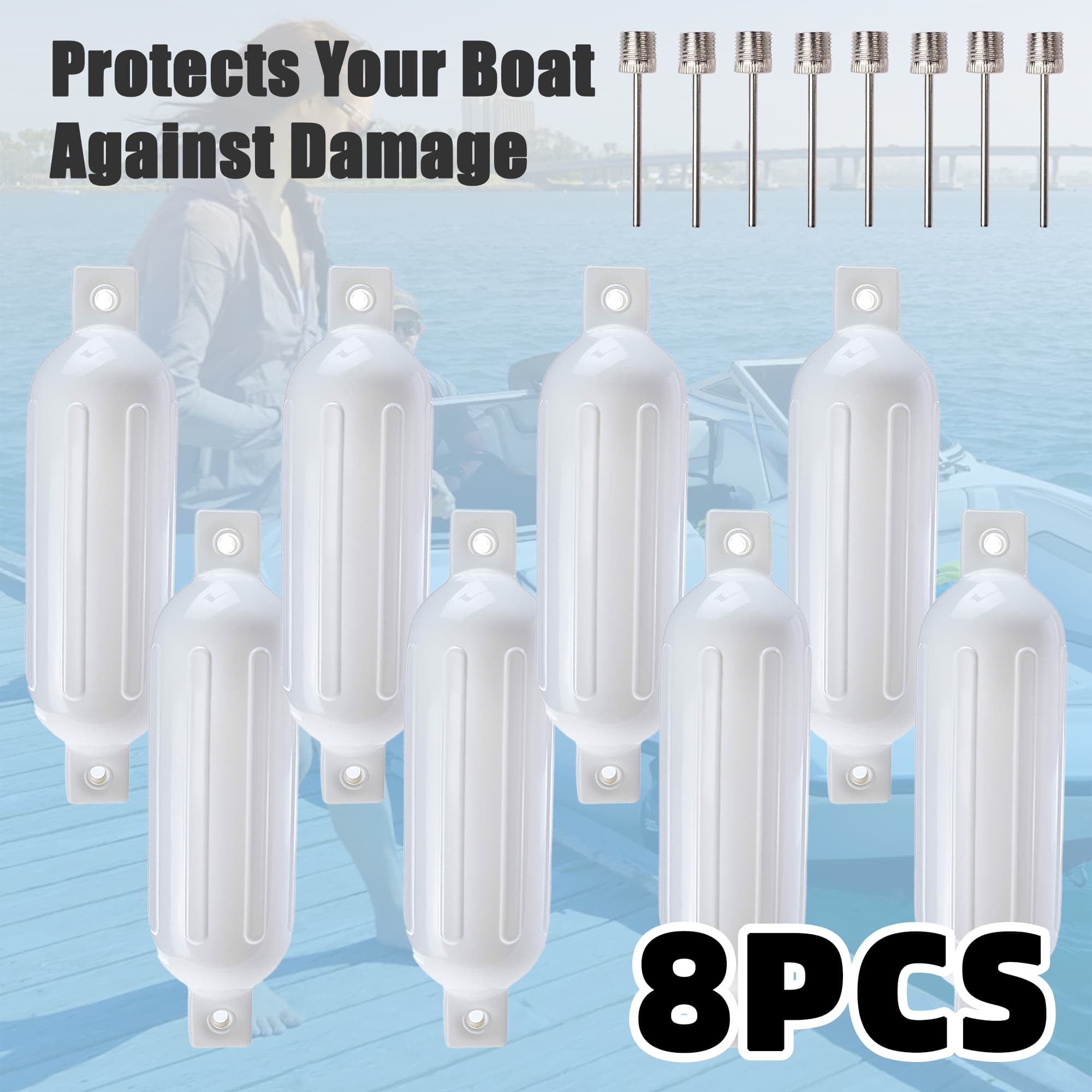 8 pcs white boat fenders