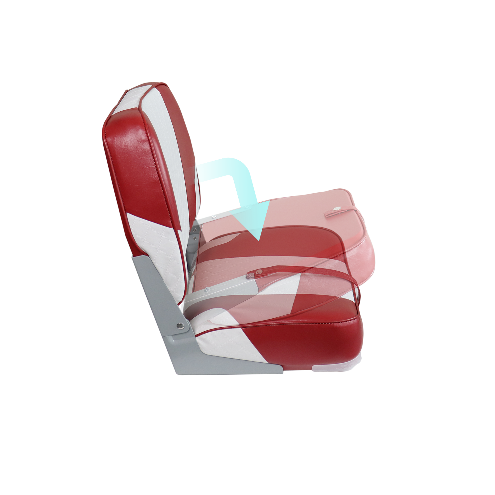 2 pack Red Marine Passenger Seat Low Back Fishing Bost Seat Single Folding Seat