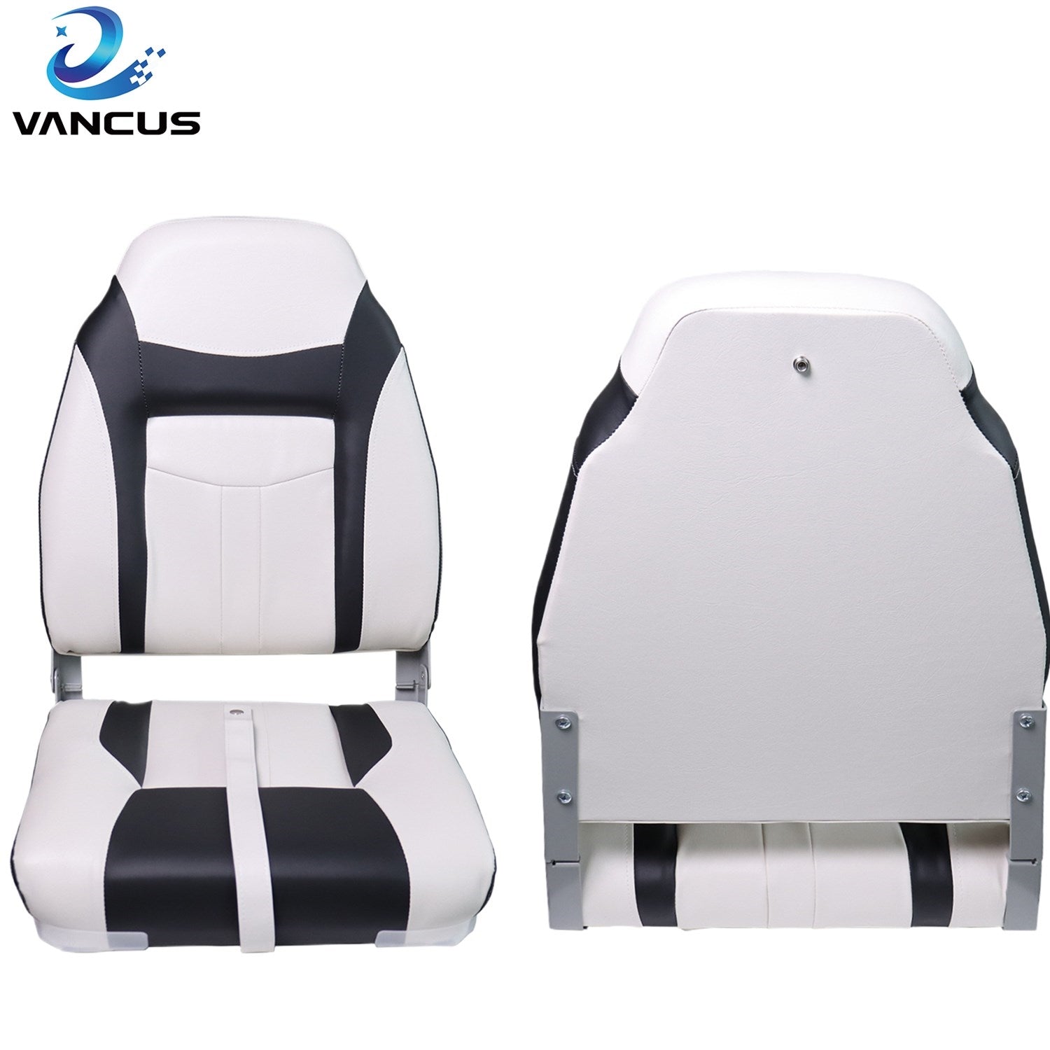 A set of two captain boat seats Black folding boat chairs