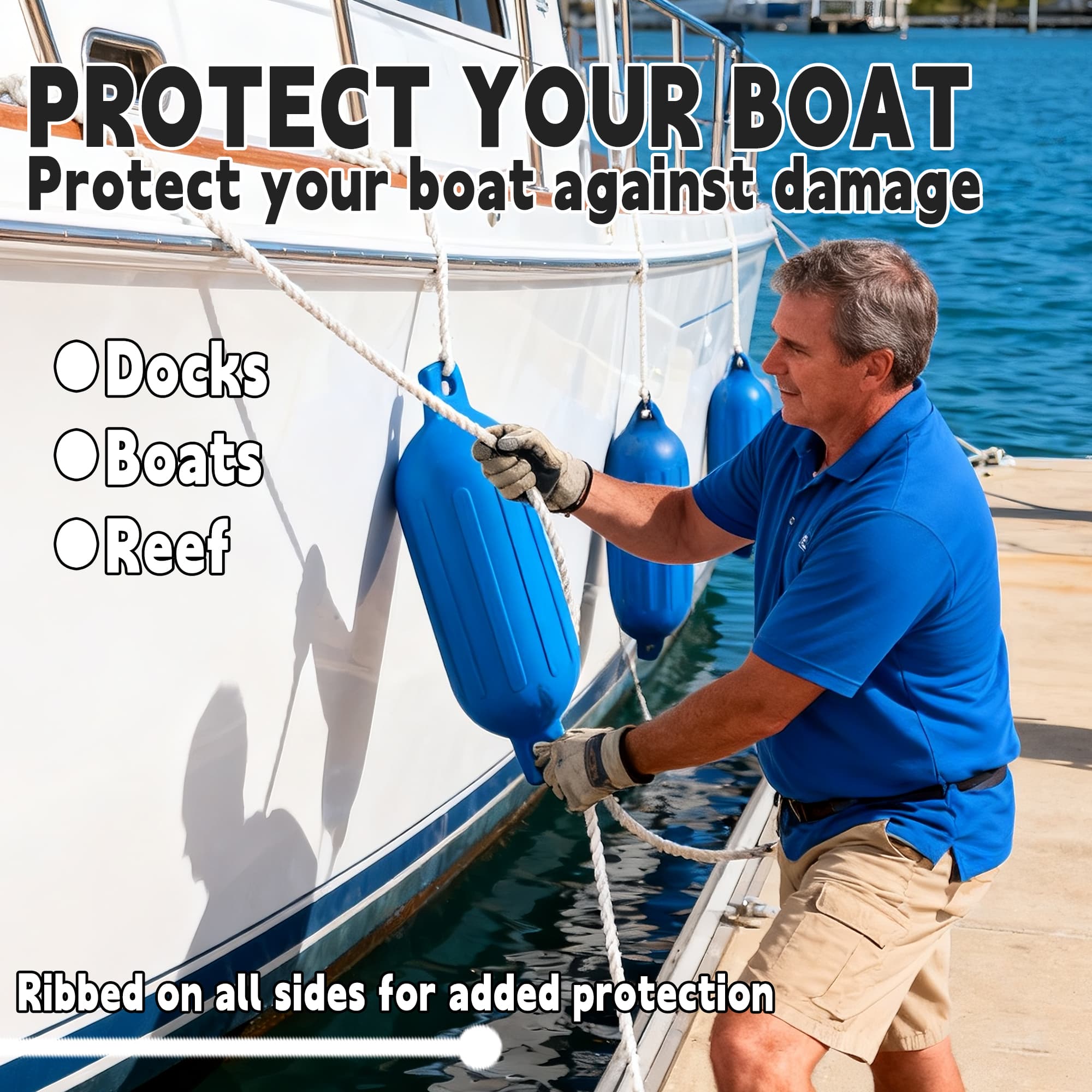 Durable blue dock boat fenders