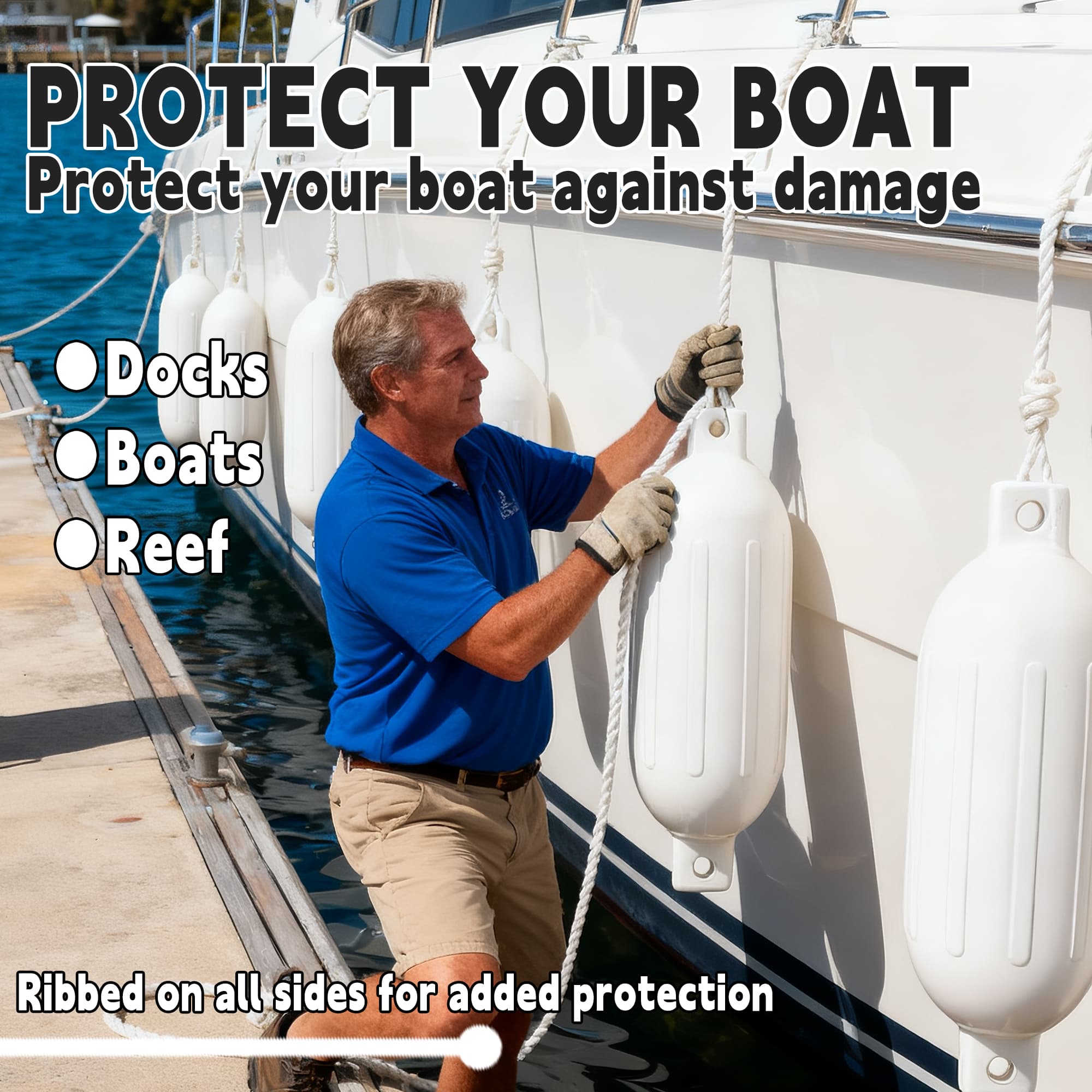 Durable white dock boat fenders