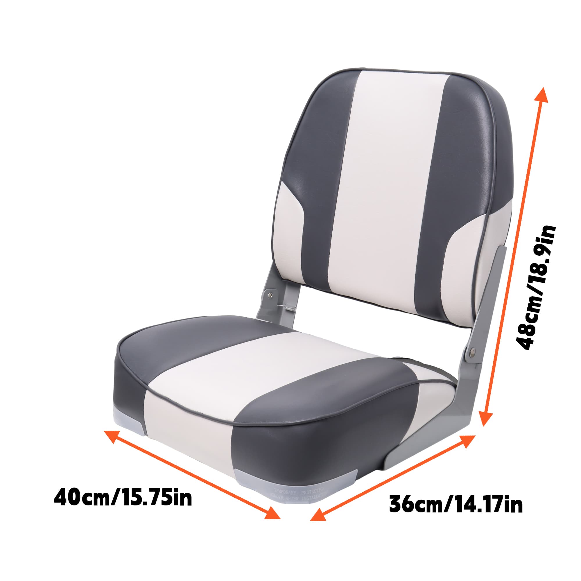 2 pack Gray Marine Passenger Seat Low Back Fishing Bost Seat Single Folding Seat