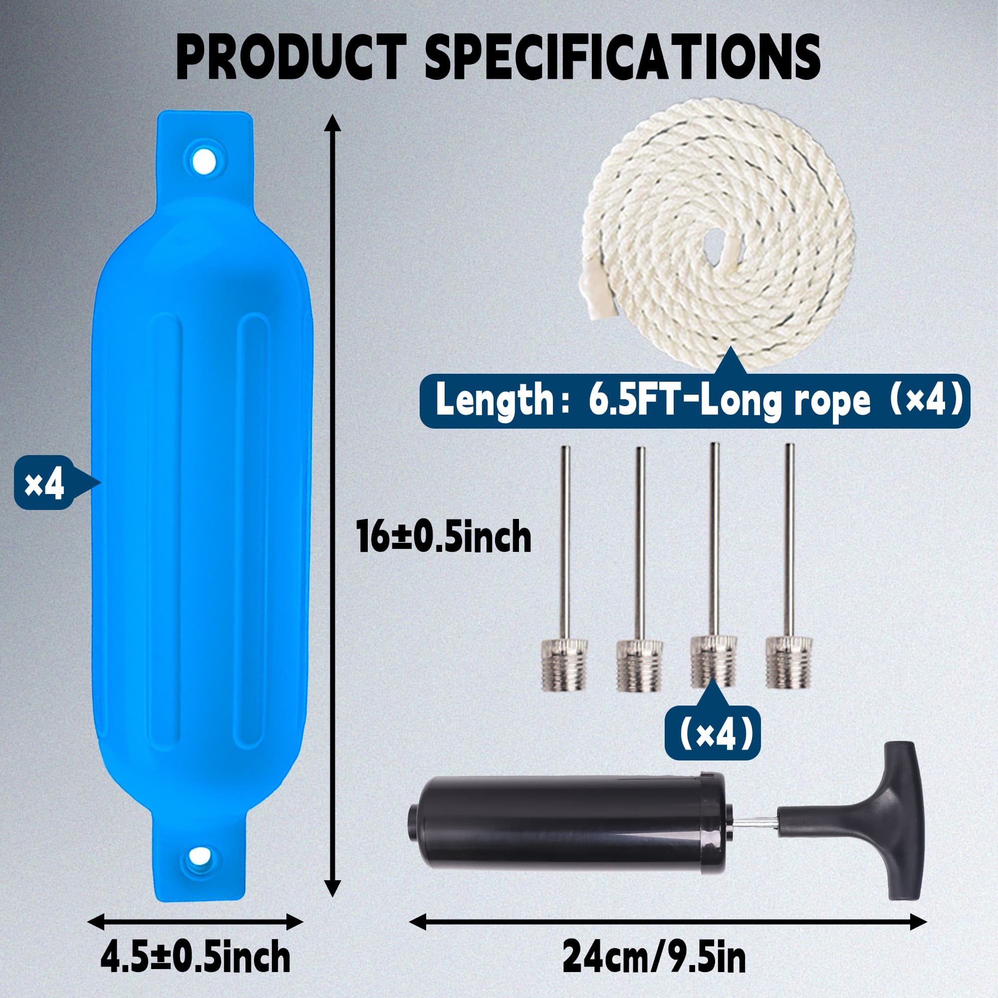 Marine blue boat fender 4 pack Accessories