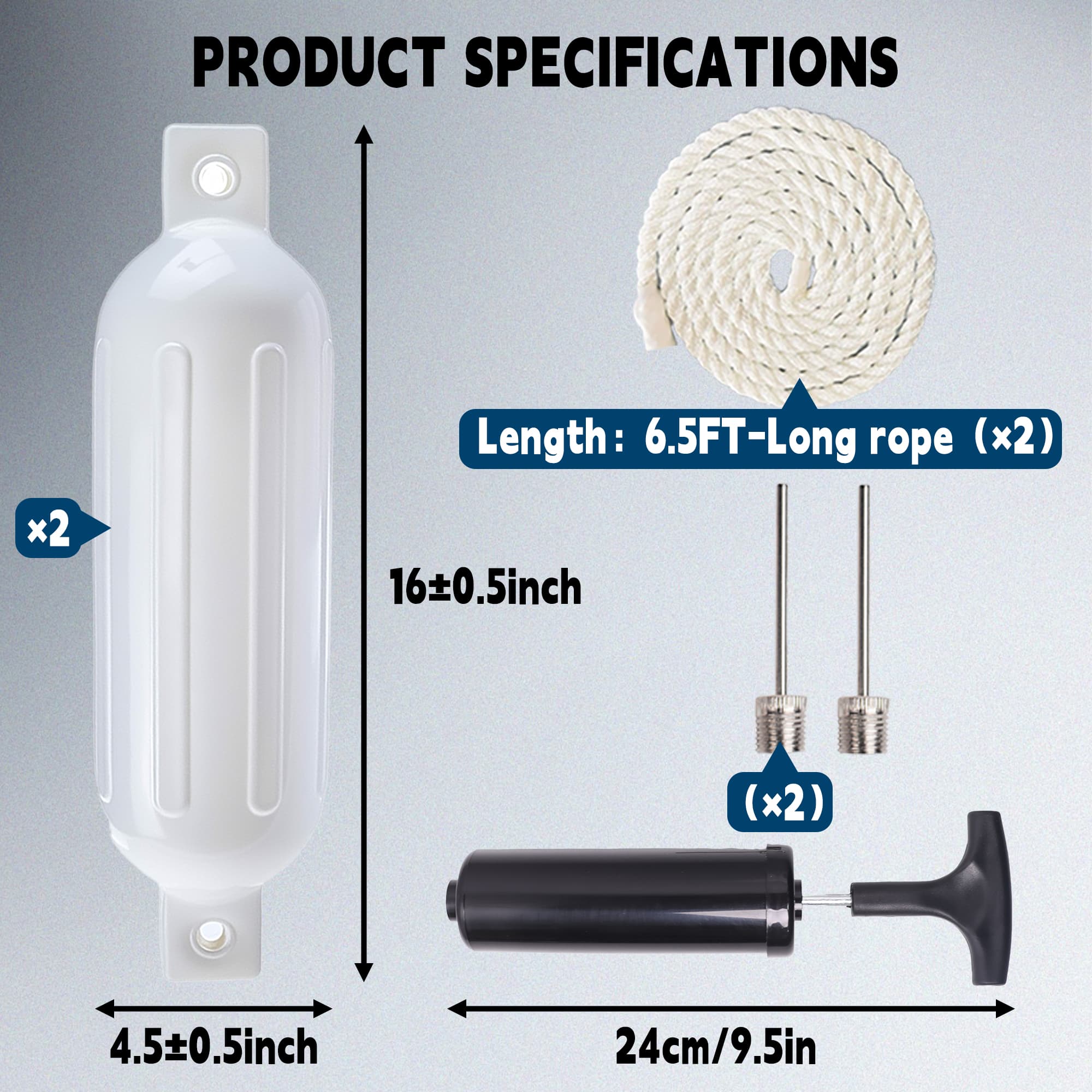Marine white boat fender 2 pack Accessories