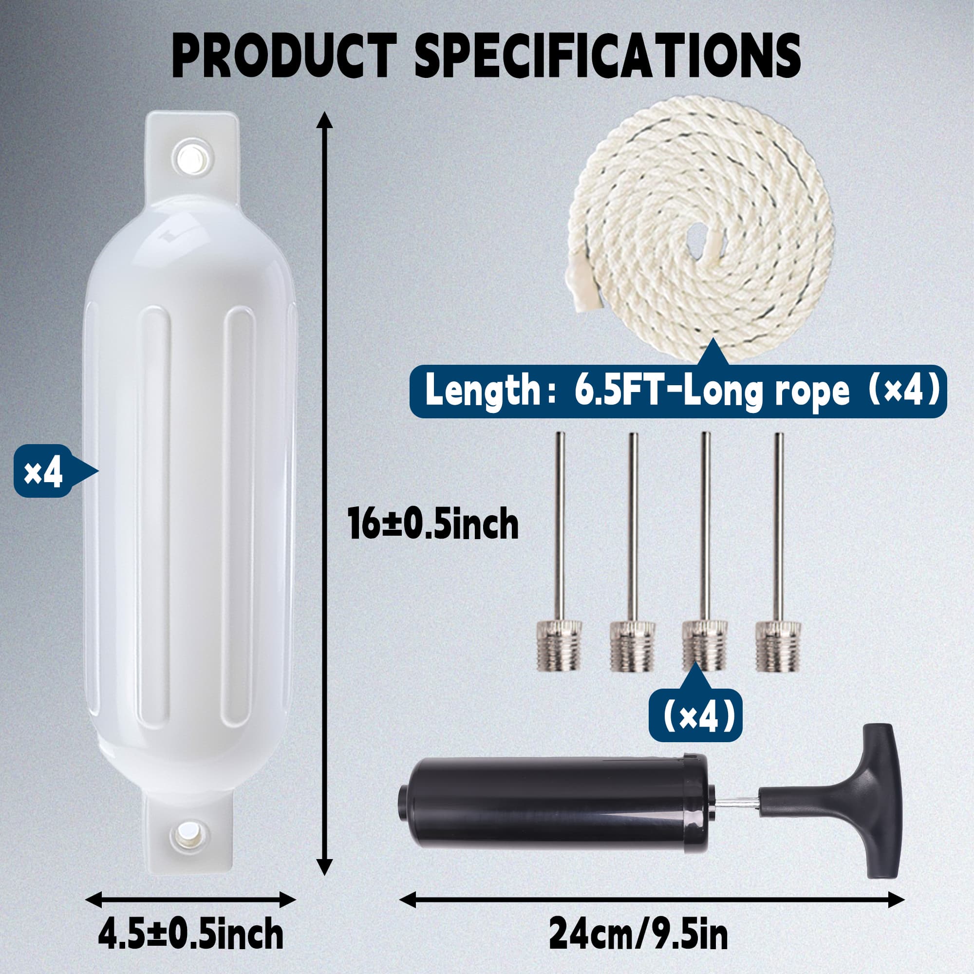 Marine white boat fender 4 pack Accessories