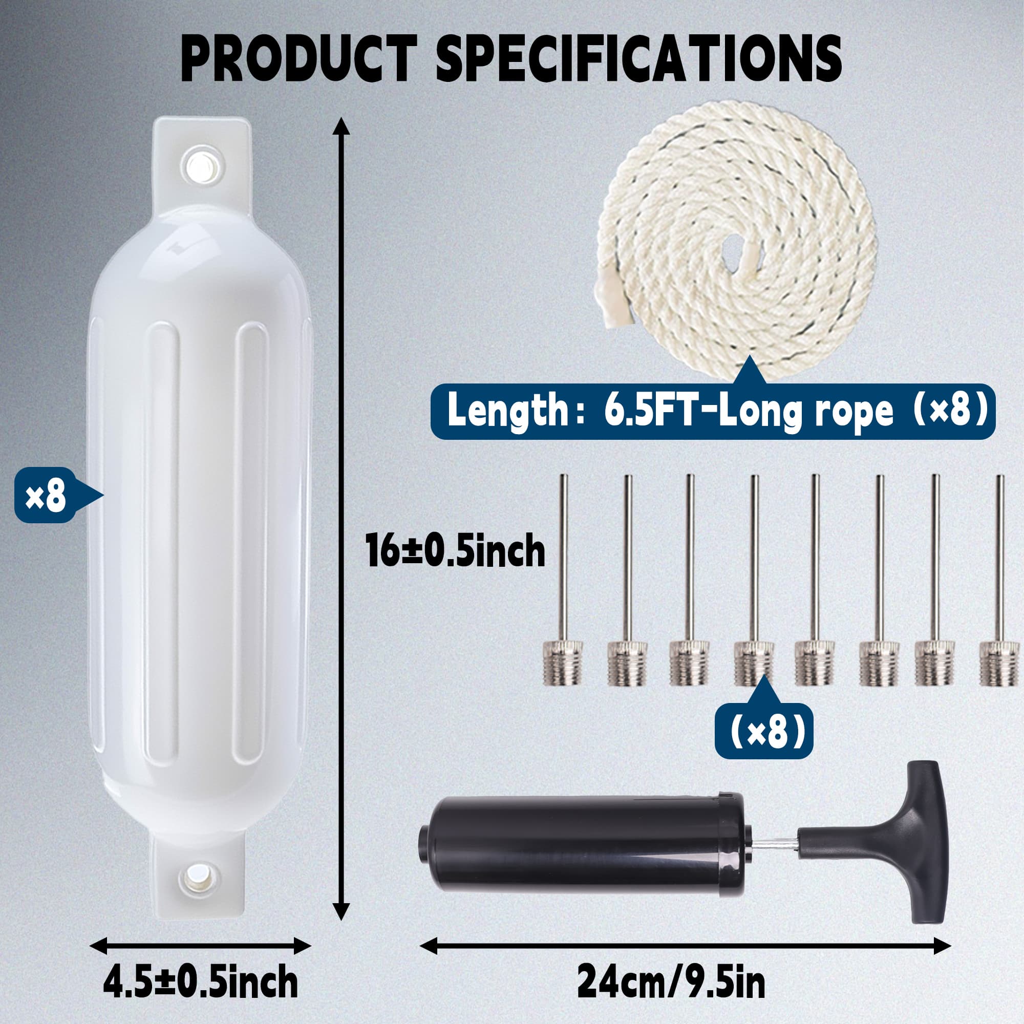 Marine white boat fender 8 pack Accessories