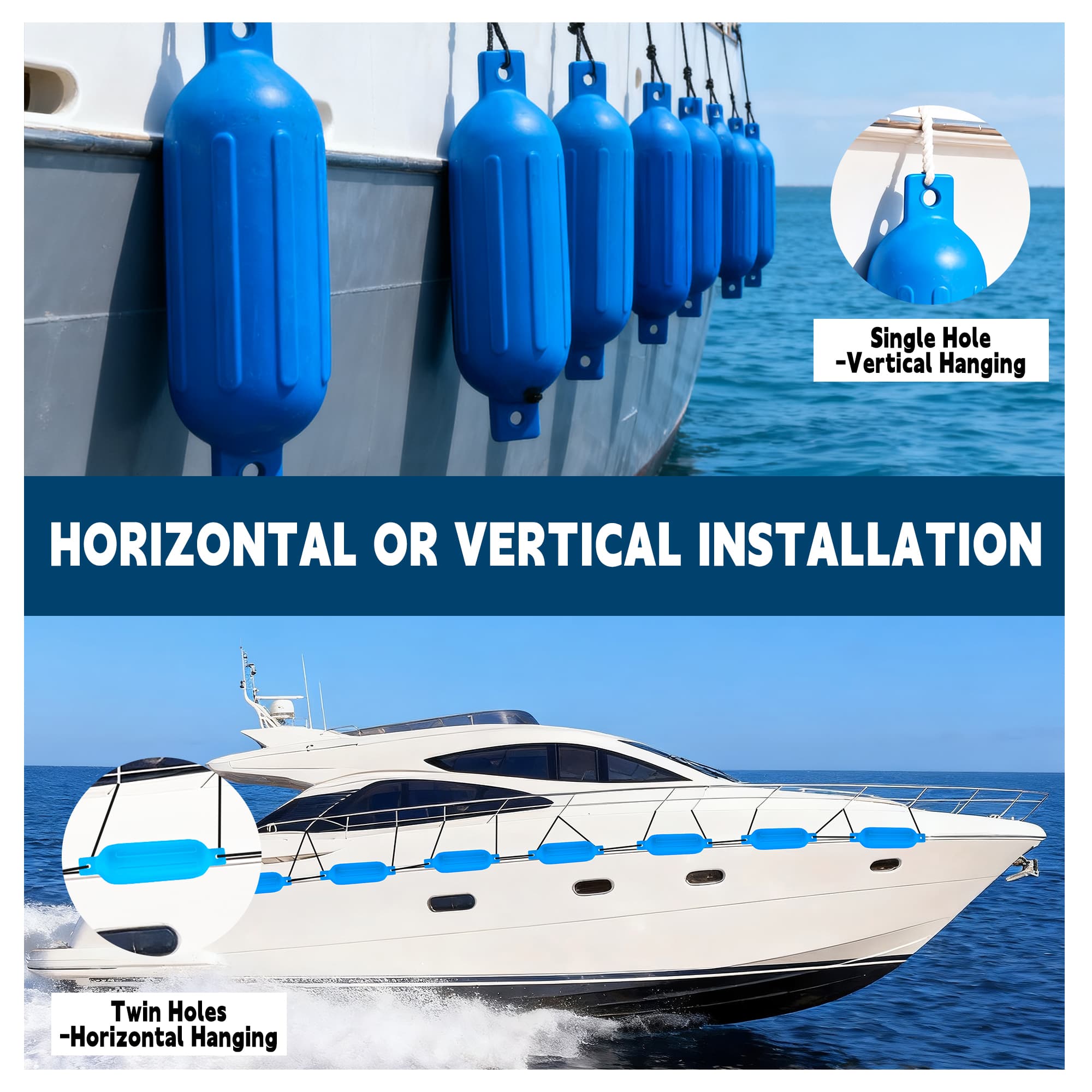 Versatile blue boat fender