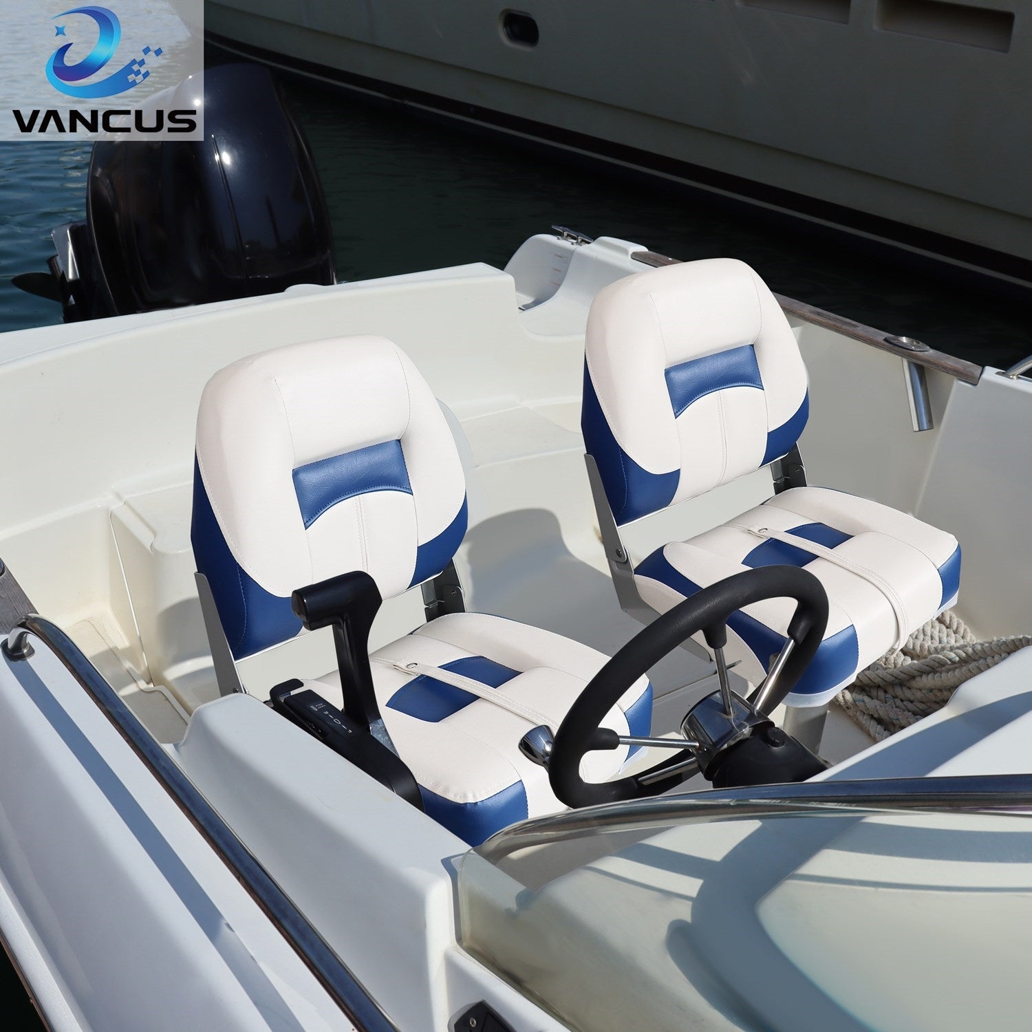 blue low back fishing boat seat for yacht ship 